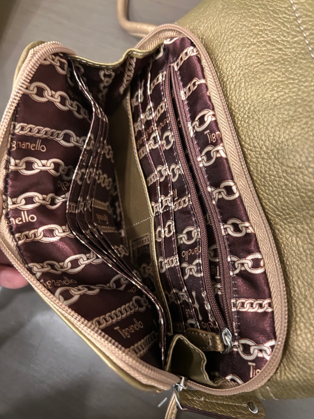 Metallic Gold Crossbody Bag with Front Pocket - Picture 5 of 6